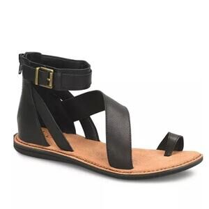 b.o.c Born Maci Strappy Sandal Black Gladiator Buckle Ankle Wrap Womens Size 11